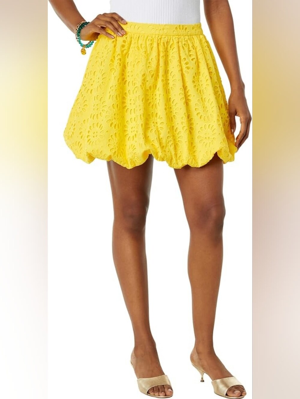 Lillv Pulitzer Yellow Leah Eyelet Bubble Skirt Size 12 Nwt MSRP $128